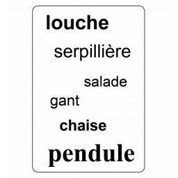 Exemple de carte Mots du jeu Tam Tam Memo Les Objets de la Cuisine